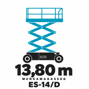 ES-14/D Dingli JCPT1412DC ollós személyemelő – 13,80 m munkamagasság